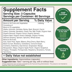 Double Wood Daily Fruits and Veggies Supplement 500 mg 180 capsules